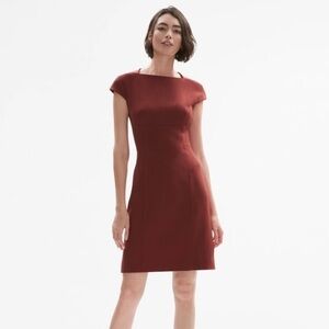 MM‎ LaFleur The Ashley Square Boat Neck Tailored Dress in Brick Red size 8